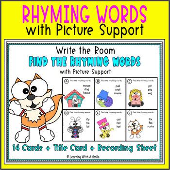 Rhyming Words WRITE THE ROOM with picture support by Learning With A Smile