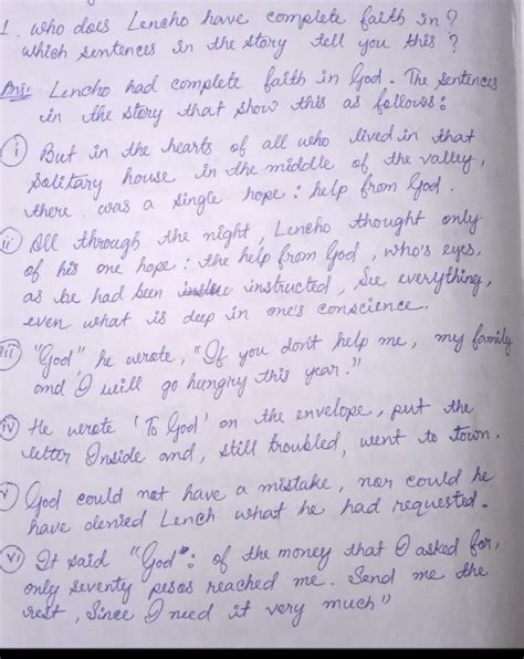who does Lencho have complete faith in ? which sentence in the story ...
