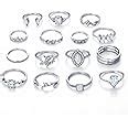 Shining Diva Fashion Set of 12 Midi Finger Rings for Girls & Women ...