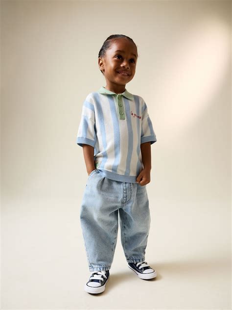 Buy Blue Character Button Neck Knitted Polo Shirt (3mths-7yrs) from ...