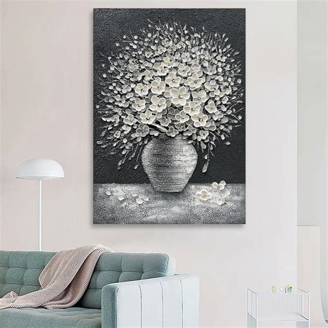 Epicler art Hand-painted abstract white flower art India | Ubuy