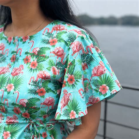 Tropical Print Maternity Dress – Flutter Sleeve Comfort for Moms-to-Be ...