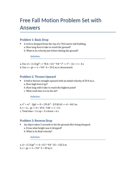 Image result for Free Fall Problem Solving