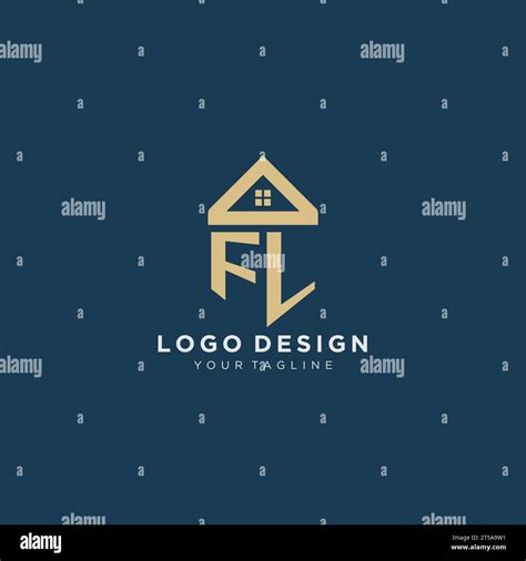 initial letter FL with simple house roof creative logo design for real ...