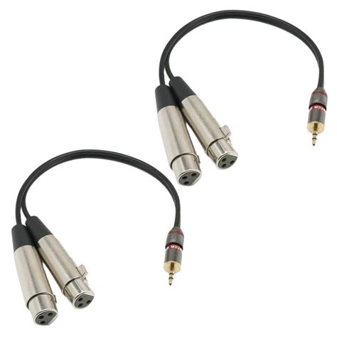 THE STYLE SUTRA 2 Pieces 3.5Mm To 2 Xlr Female Y Splitter Cable, 3.5Mm ...