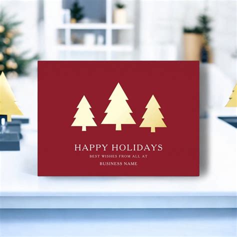 Business Christmas Modern Dark red minimal Foil Holiday Card | Zazzle ...