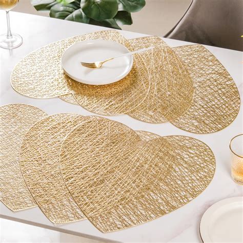 Glimmering Heart Table Mat Gold Set of 6 15 Inch Online - Premium Table ...