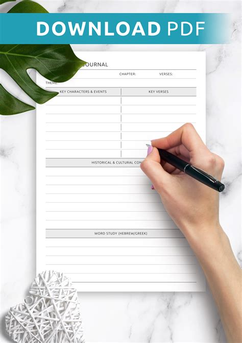 Download Printable Bible Study Journal Template PDF for Your Bible Study