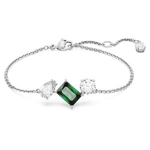 Swarovski Mesmera bracelet, Mixed cuts, Green, Rhodium plated : Amazon ...