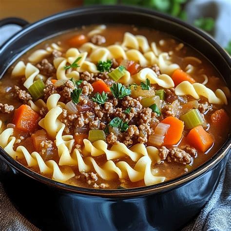 Hearty Hamburger Noodle Soup