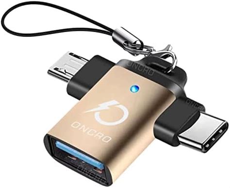 ONCRO® Smart LED Indicator Metal Female Gold USB 2 in 1 OTG Adapter OTG ...