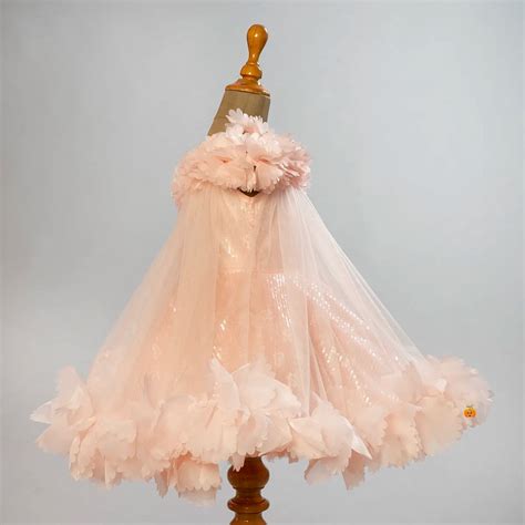 Buy Peach & White Floral Frill Frock for Girls – Mumkins