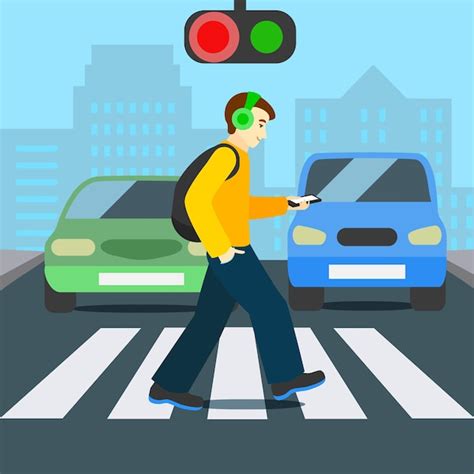 Cartoon color character person pedestrian with smartphone concept ...