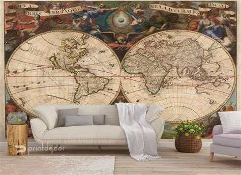 Large World Map Mural 的图像结果