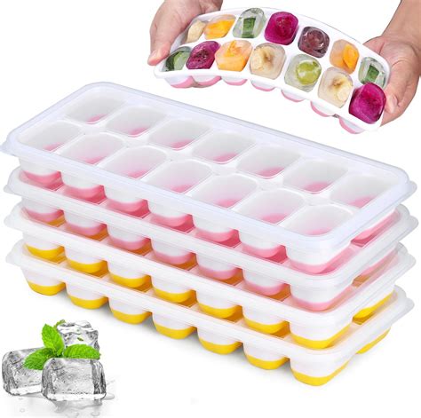 Amazon.com: Ice Cube Trays 4 Pack, Easy-Release & Flexible 14-Ice Cube ...