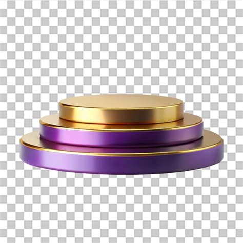 Gold and purple podium product stage isolated on transparent background ...
