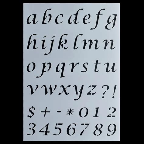 Drawing Stencil Plastic A4 A to Z/0 to 9 Small letter symbols – Inkarto