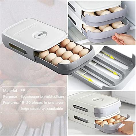 Egg Storage Box Plastic Egg Drawer Fridge Egg Organizer Egg Keeper Ref ...