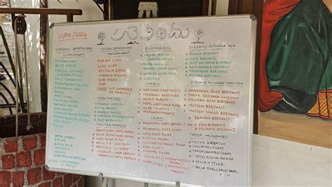 Menu at Palle vindu, Hyderabad