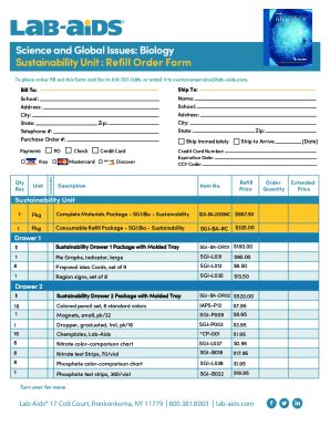 Fillable Online Biology Sustainability Unit : Refill Order Form - Lab ...