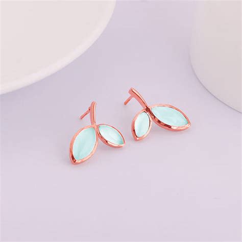 Rose Gold Aqua Dual Chalcedony Leaf Pendant – GIVA