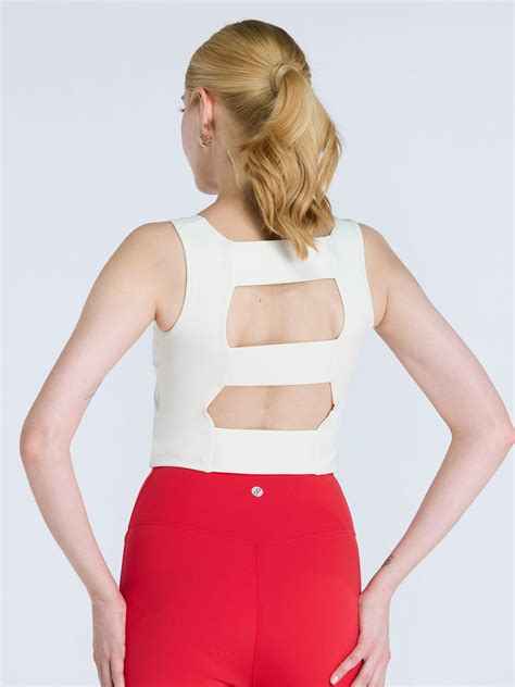 Ivory Striped Back Crop Tank – CAVA Athleisure Pvt Ltd