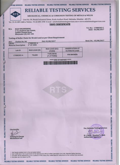 Kalp Engineering Industrial Chains Product Documents - KalpChain.in