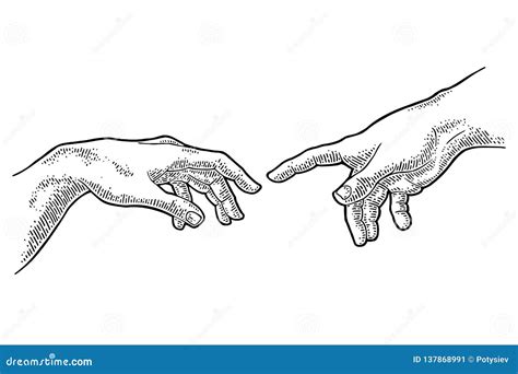 Male Finger Pointing Touch God Hand. the Creation of Adam Stock Vector - Illustration of ...