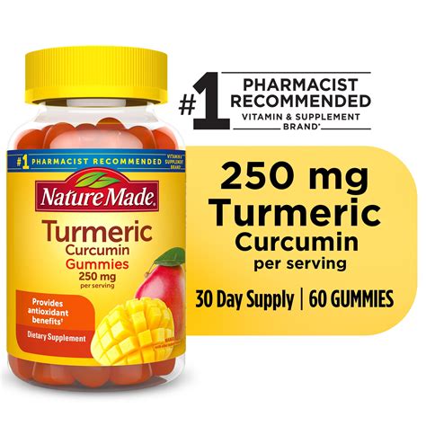 Nature Made Turmeric Curcumin 250mg per serving Gummies, Dietary ...