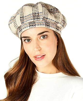 INC International Concepts Herringbone-Plaid Beret Camel ONE Size ...