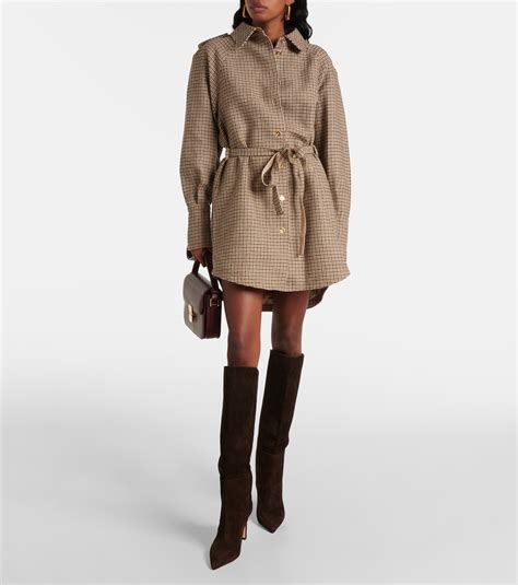Houndstooth flannel shirt dress in brown - Patou | Mytheresa