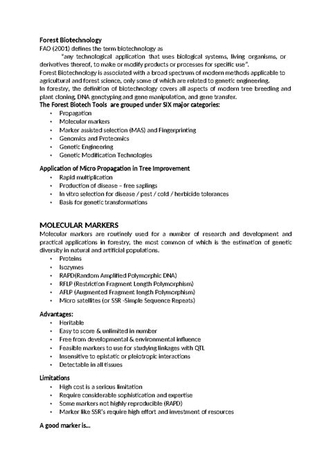 Forest Biotechnology - Forest Biotechnology is associated with a broad ...