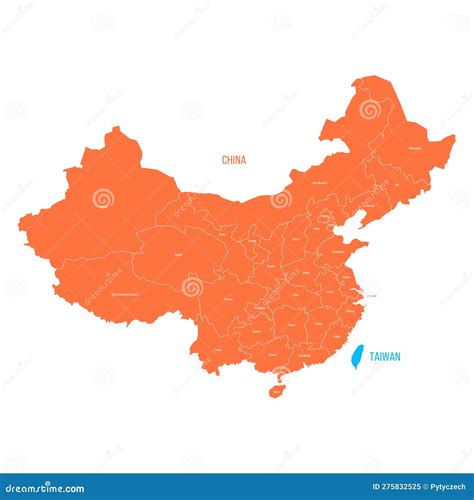 Political Map of Taiwan and China Stock Vector - Illustration of blue, location: 275832525