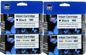 DRV Solutions 682 Pack of 2 Black + Tri Color Combo Pack Ink Cartridge ...