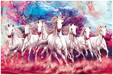 SAF paintings 7 Running Horses Vastu UV Textured Wall Painting for Home ...