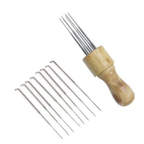 DIY Craft Wool Felt Stitch Punch Tool Solid Wood Handle with Eight ...
