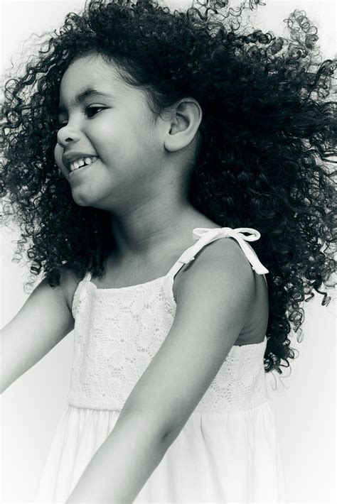 Crochet-look jersey dress - White - Kids | H&M IN