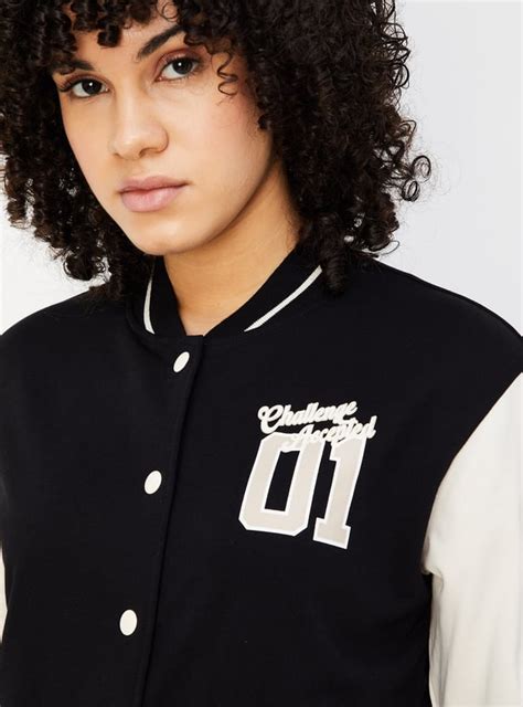 Buy Women Baseball Collar Varsity Jacket Online at just Rs. 1199.0 ...