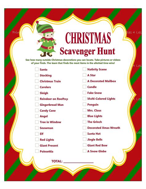 Christmas Scavenger Hunt Printables - Printable Word Searches