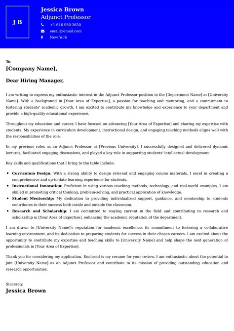 Adjunct Professor Cover Letter Examples - Qatar Format, Tips and Guide