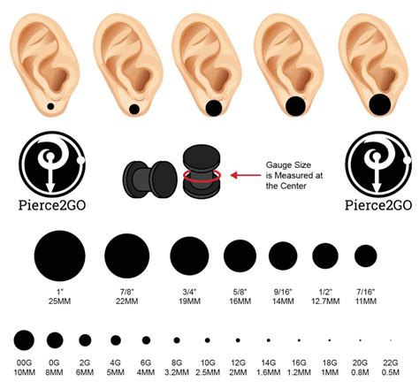 P2GO Two Pair of Each Size 14G-4G Black Acrylic Plug Kit Ear - Etsy