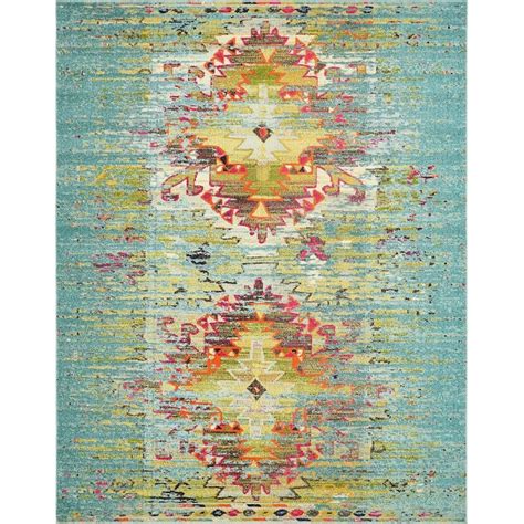 Unique Loom Chagall Vita 8 X 10 (ft) Turquoise/Yellow Indoor Medallion ...