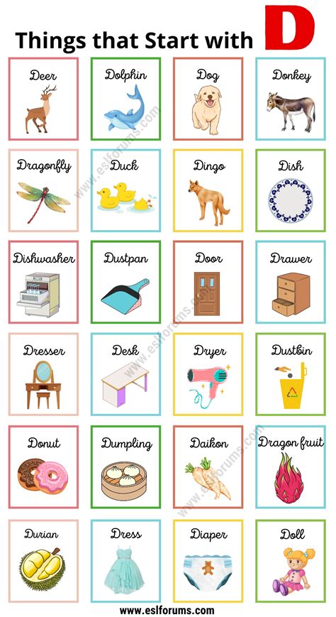 Pictures Of Things That Start With Letter D Printable