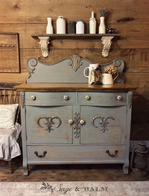 SOLD | Sage Green Antique Painted Buffet Sideboard | Painted Distressed ...