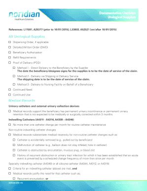 Fillable Online Documentation Checklist Urological Supplies - Noridian ...
