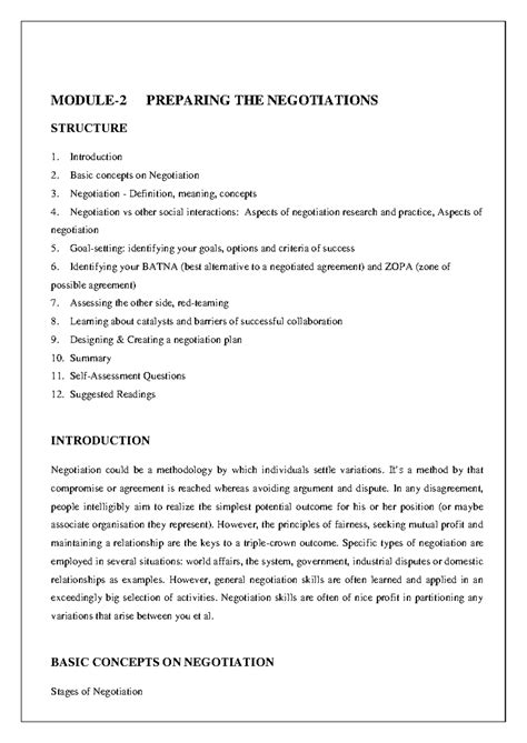 UNIT - 2 - Preparing the Negotiations - Textual Notes - MODULE-2 ...