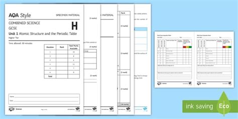 AQA GCSE Periodic Table and Atomic Structure Higher Assessment Pack