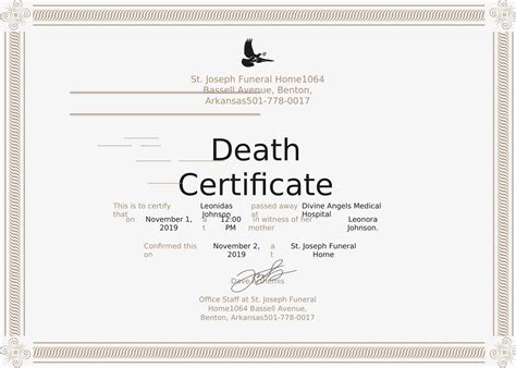 Free Printable Death Certificate Templates [Word, PDF] Forms