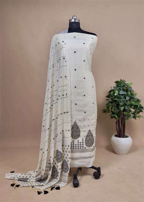 Off White Jamdani Salwar Kameez With Dupatta