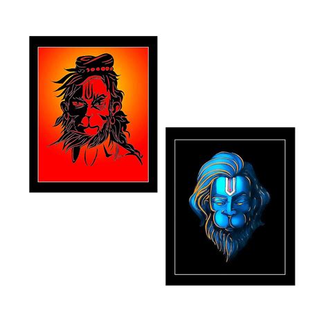 SUNFRAMING ARTS Pack of 2 pcs Hanuman ji photo frame with laminated ...